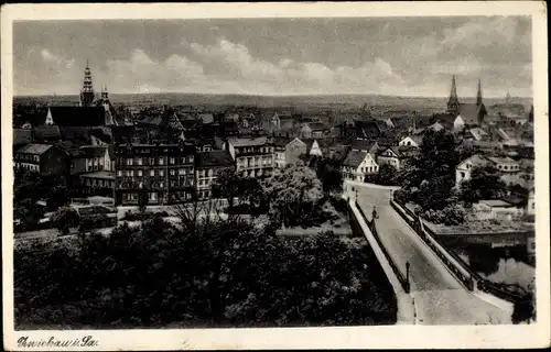 Ak Zwickau in Sachsen, Panorama, Brücke, Kirche