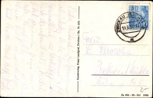 Ak Zwickau in Sachsen, Panorama, Brücke, Kirche