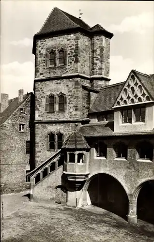 Ak Halle an der Saale, Moritzburg, Hofpartie am Ostflügel