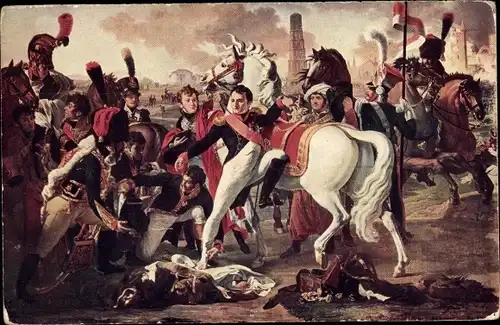 Künstler Ak Gautherot, Napoleon 1er blesse devant Ratisbonne 1809