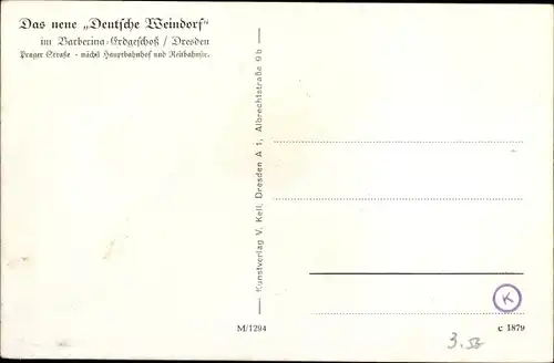 Ak Dresden Altstadt, Das neue Deutsche Weindorf im Barberina-Erdgeschoss, Prager Straße