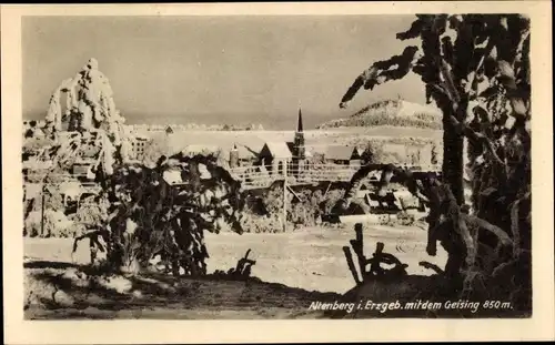 Ak Altenberg im Erzgebirge, Panoramablick mit dem Geising, Winteransicht