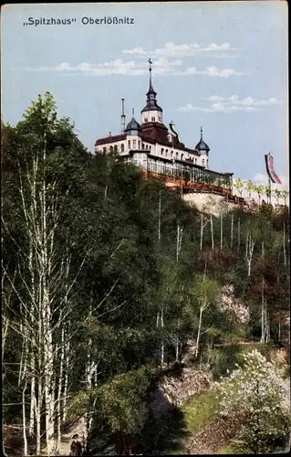Ak Oberlößnitz Radebeul in Sachsen, Blick auf das Spitzhaus