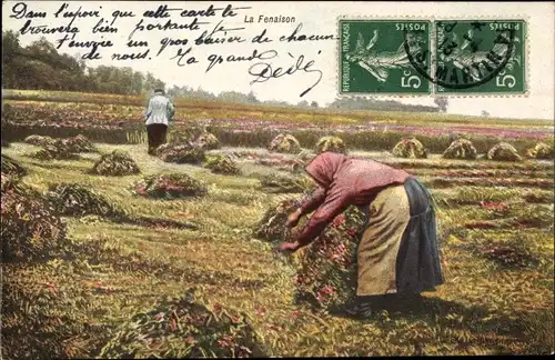 Ak La Fenaison, Bauern auf dem Feldd