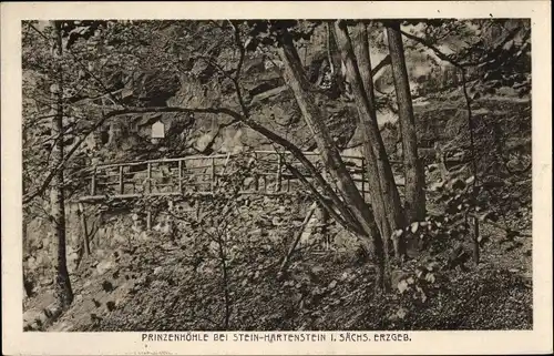 Ak Hartenstein im Erzgebirge Sachsen, Prinzenhöhle, Altenburger Prinzenraub, Brücke