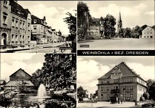 Ak Weinböhla in Sachsen, Bahnhofstraße, Kirchplatz, Karl Liebknecht Platz