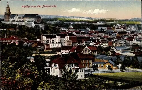 Ak Weida in Thüringen, Panorama von der Alpenrose
