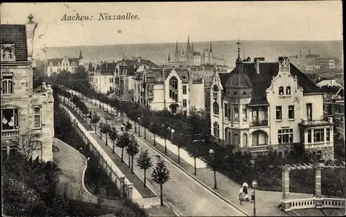 Ak Aachen in Nordrhein Westfalen, Blick auf die Nizzaallee, Villenpartie