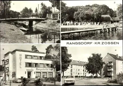Ak Rangsdorf in Brandenburg, Klein Venedig, Strandbad, Hotel Rangsdorfer Hof, Neubauten
