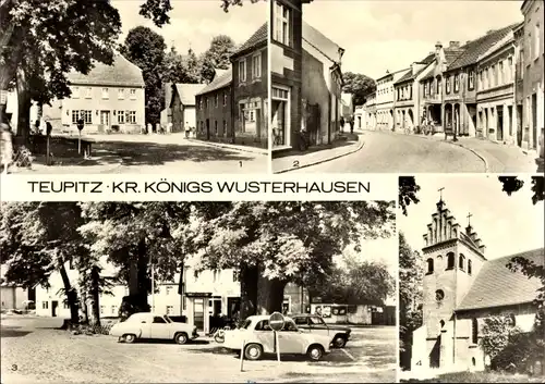 Ak Teupitz in der Mark, Kirche, Poststraße und Markt