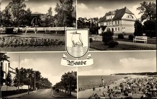 Ak Ostseebad Baabe auf Rügen, Park, Straßenpartie, Strand