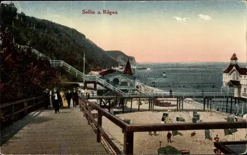 Ak Ostseebad Sellin auf Rügen, Strandpartie