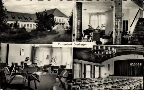 Ak Ostseebad Dierhagen, FDGB Haus Ernst-Moritz-Arndt, Außenansicht, Innenansichten