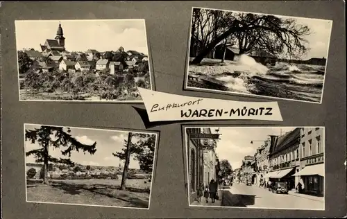 Ak Waren an der Müritz, Teilansicht, Straßenpartie