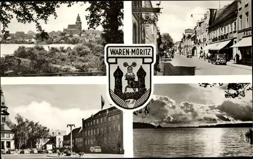 Wappen Ak Waren an der Müritz, Heimatmuseum, Straßenpartie, See, Rathaus
