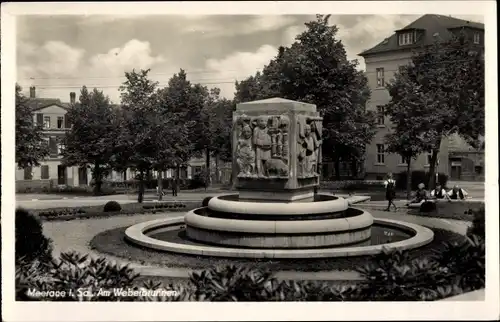 Ak Meerane in Sachsen, Am Weberbrunnen