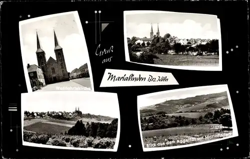 Ak Marialinden Overath im Bergischen Land, Wallfahrtskirche, Blick aus dem Aggertal, Panorama