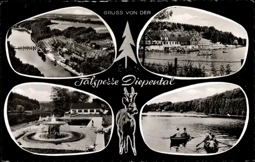 Ak Leichlingen im Rheinland, Brunnen, Fliegeraufnahme, Talsperre Diepental