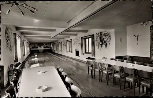 Ak Burscheid in Nordrhein Westfalen, Hotel Schutzenburg, Kegelbahn