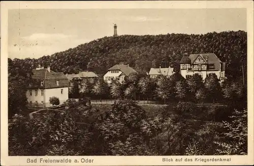 Ak Bad Freienwalde an der Oder, Blick auf das Kriegerdenkmal