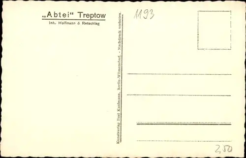 Ak Berlin Treptow, Abtei, Inh. Hoffmann & Retschlag