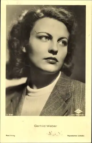 Ak Schauspielerin Gerhild Weber, Portrait, Ross Verlag A 3279 1