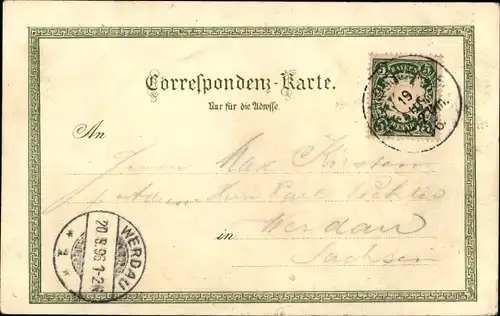 Litho Bergsteiger im Gebirge, dicker Mann