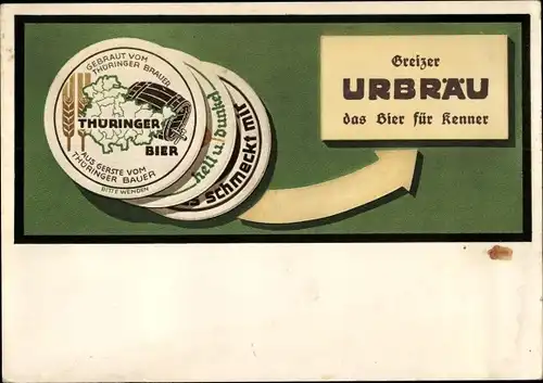 Ak Greiz in Thüringen, Greizer Urbräu, Bierdeckel