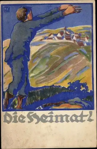 Künstler Ak Dominicus, Josef, Die Heimat, Kriegsgefangenen Heimkehrkarte Nr 4