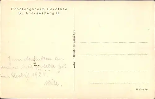 Ak Sankt Andreasberg Braunlage im Oberharz, Erholungsheim Dorothee