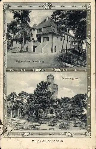 Ak Gonsenheim Mainz am Rhein, Waldschänke Lenneberg, Lennebergturm