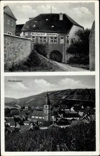 Ak Randersacker am Main Unterfranken, Gesamtansicht, Kirche, Restaurant Spielberg