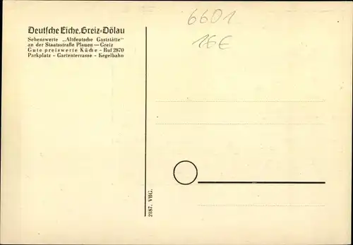 Ak Dölau Greiz in Thüringen, Altdeutsche Gaststätte Deutsche Eiche