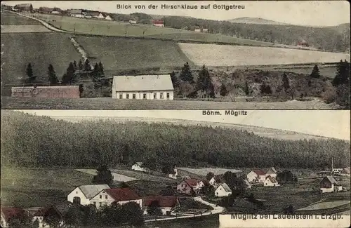 Ak Lauenstein im Müglitztal Altenberg, Blick von der Hirschklaue auf Gottgetreu, Böhm. Müglitz