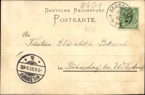 Litho Diesbar Seußlitz Nünchritz an der Elbe, Forsthaus, Villa Herbst, Böse Bruder