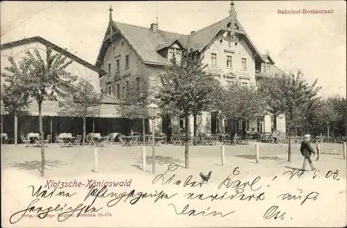 Ak Dresden Klotzsche Königswald, Bahnhof Restaurant