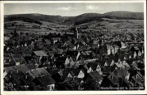 Ak Nieder Ramstadt Mühltal im Odenwald, Totalansicht der Ortschaft