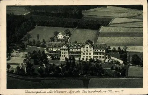 Ak Mühlhausen Bad Elster im Vogtland, Fliegeraufnahme des Genesungsheims