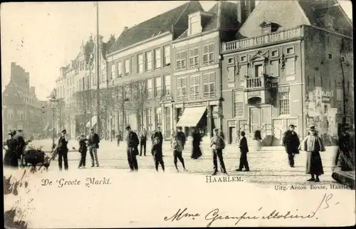 Ak Haarlem Nordholland Niederlande, Groote Markt, Passanten