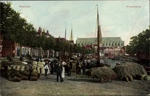 Ak Haarlem Nordholland Niederlande, Groentemarkt