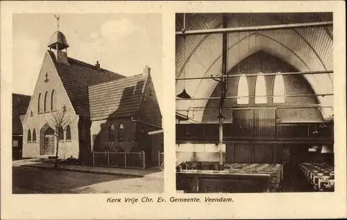 Ak Veendam Groningen Niederlande, Kerk Vrije Chr. Ev. Gemeente