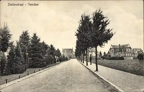 Ak Veendam Groningen, Stationstraat