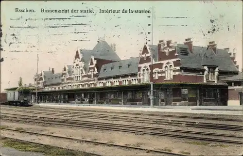 Ak Esschen Essen Flandern Antwerpen, Statie, Station, Binnenzicht, Interieur