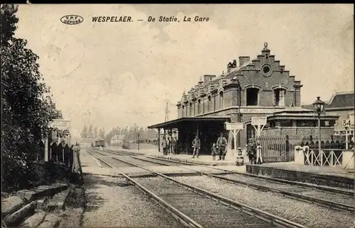 Ak Wespelaar Wespelaer Haecht Haacht Flämisch Brabant Flandern, De Statie, La Gare