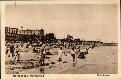 Ak Nordseebad Wangerooge, Strandleben, Besucher, Hotels