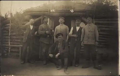 Foto Ak Deutsche Soldaten in Uniformen, Zivilisten, Kaufhaus, Kaiserzeit