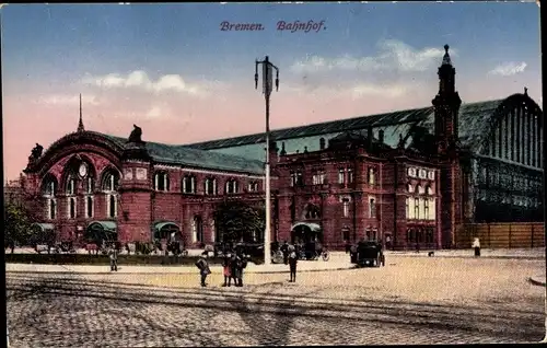 Ak Hansestadt Bremen, Bahnhof, Straßenansicht