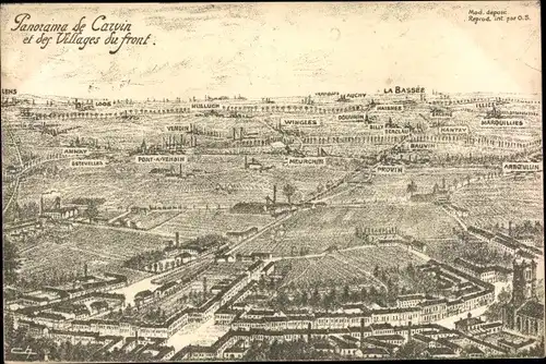 Ak Carvin Pas de Calais, Panorama de Carvin et des Villages du front