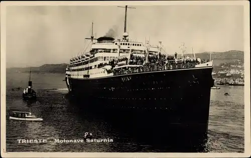 Ak Triest Trieste Friuli Venezia Giulia, Motonave Saturnia, Dampfer, Cosulich Line
