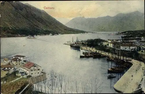 Ak Kotor Cattaro Montenegro, Blick auf den Ort
